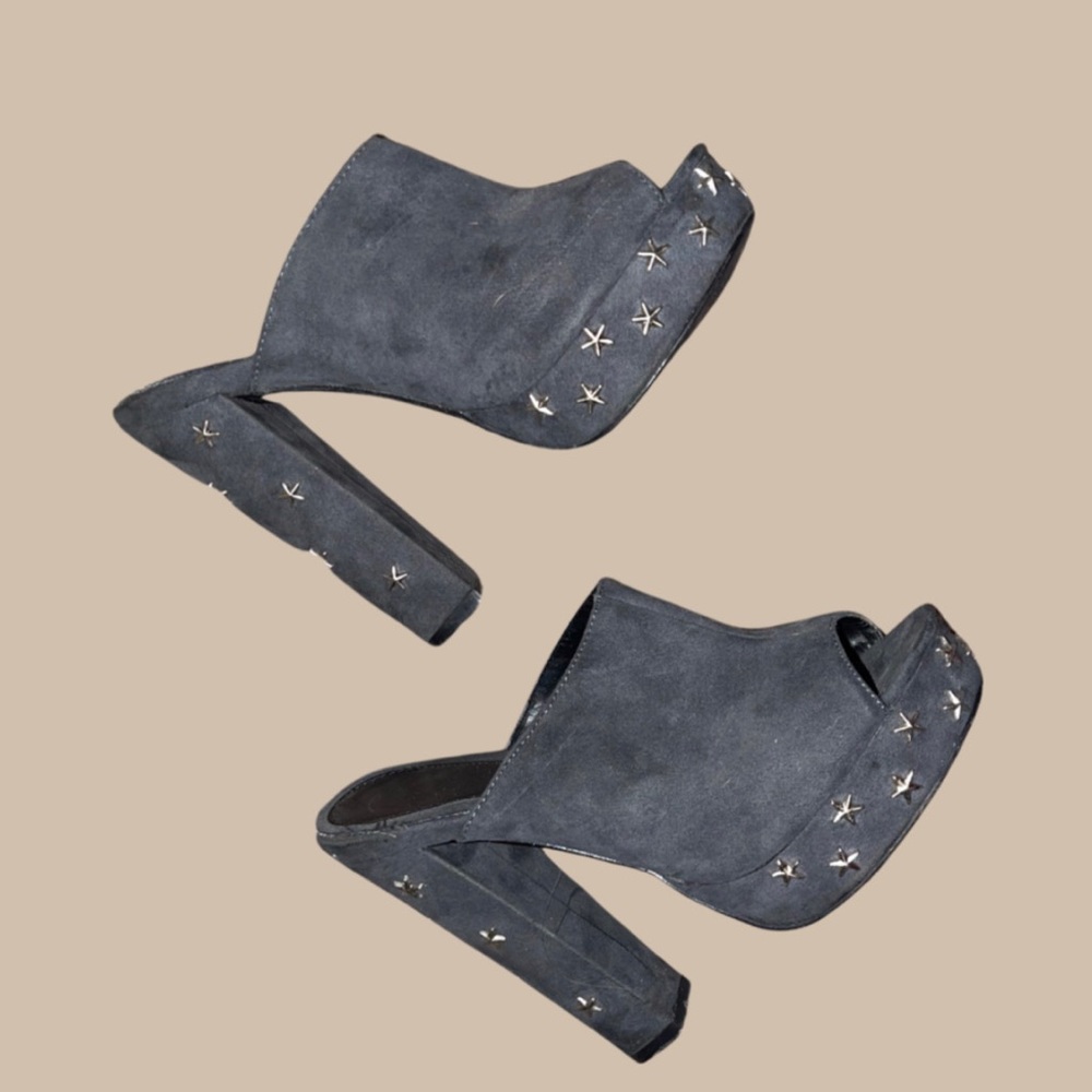 Velvet black star heels